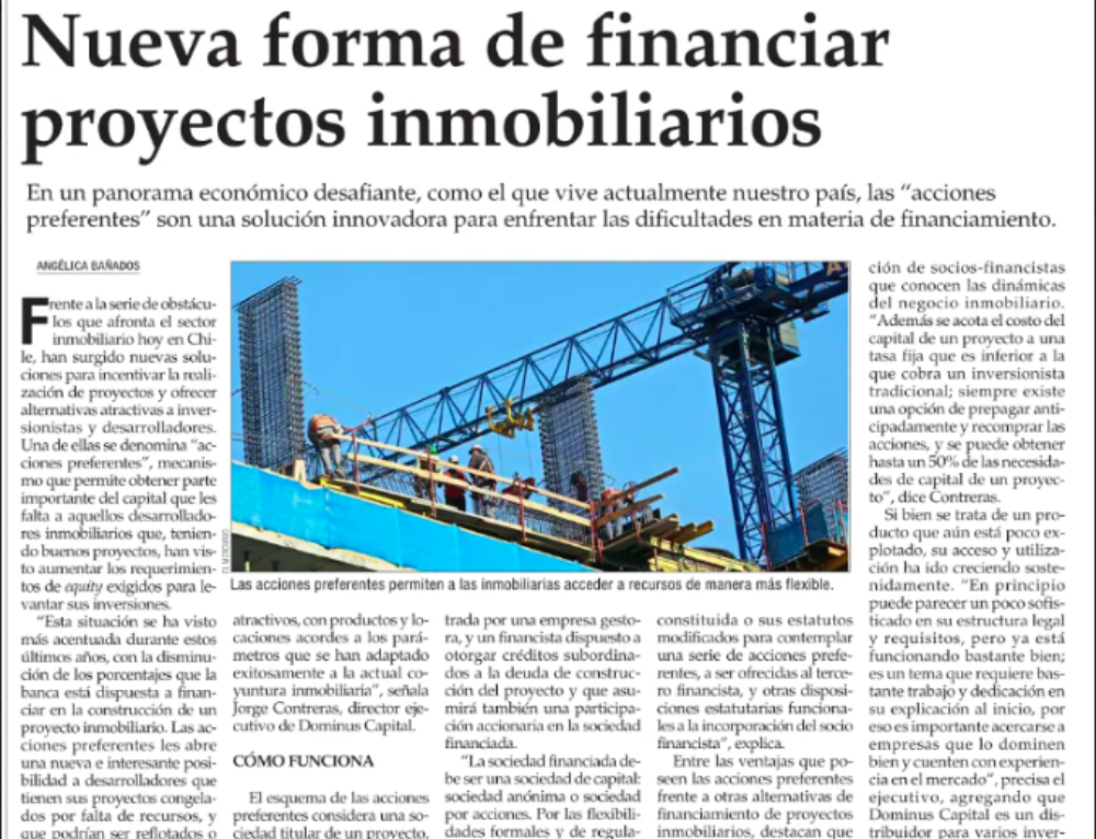 Entrevista a Jorge Contreras en El Mercurio